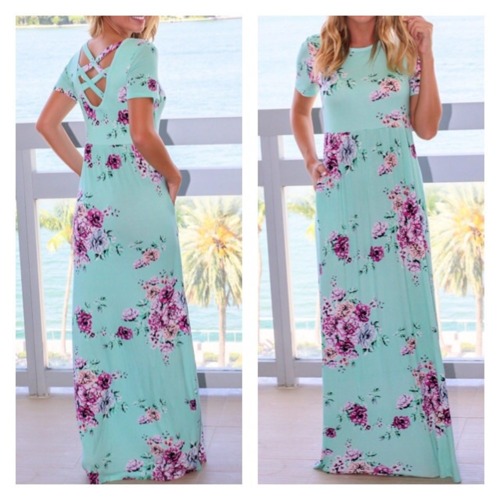 Floral Cap Sleeve Maxi Dress